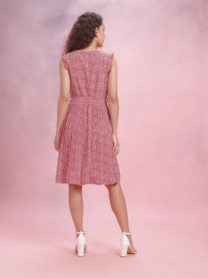 DressBerry Floral Printed Belted A-Line Dress