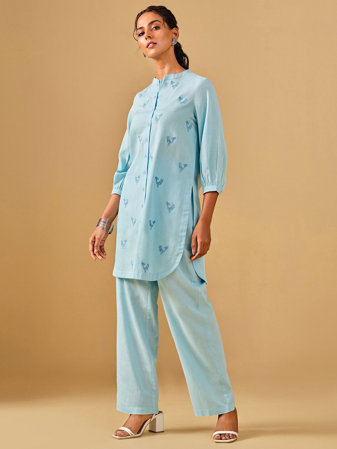 Global Desi Printed Shirt With Trousers