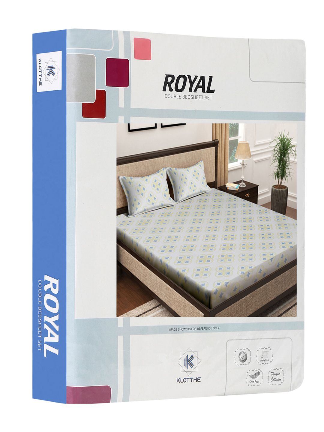 KLOTTHE Cotton Dotted 400 TC King Superfine Bedsheet dengan 2 Sarung Bantal-98 x 89 inci