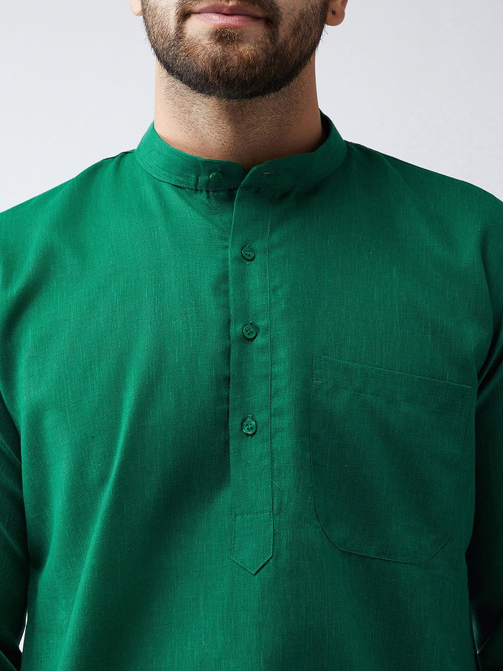 SOJANYA Lelaki Hijau Solid Kurta Lurus