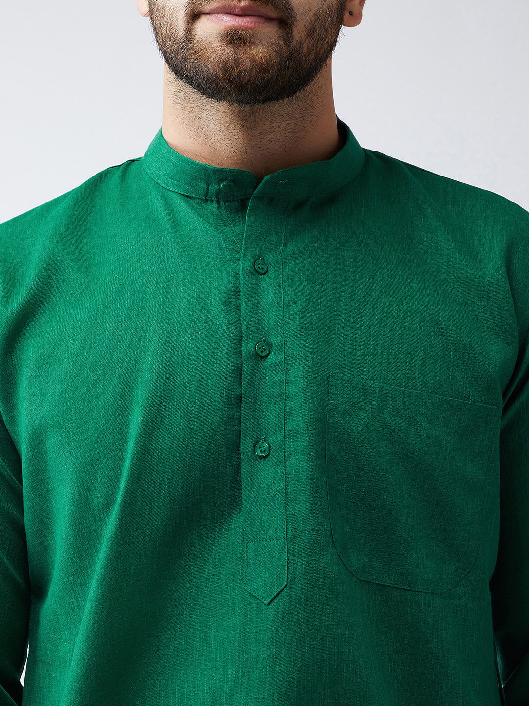 SOJANYA Lelaki Hijau Solid Kurta Lurus