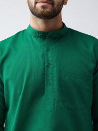 SOJANYA Lelaki Hijau Solid Kurta Lurus