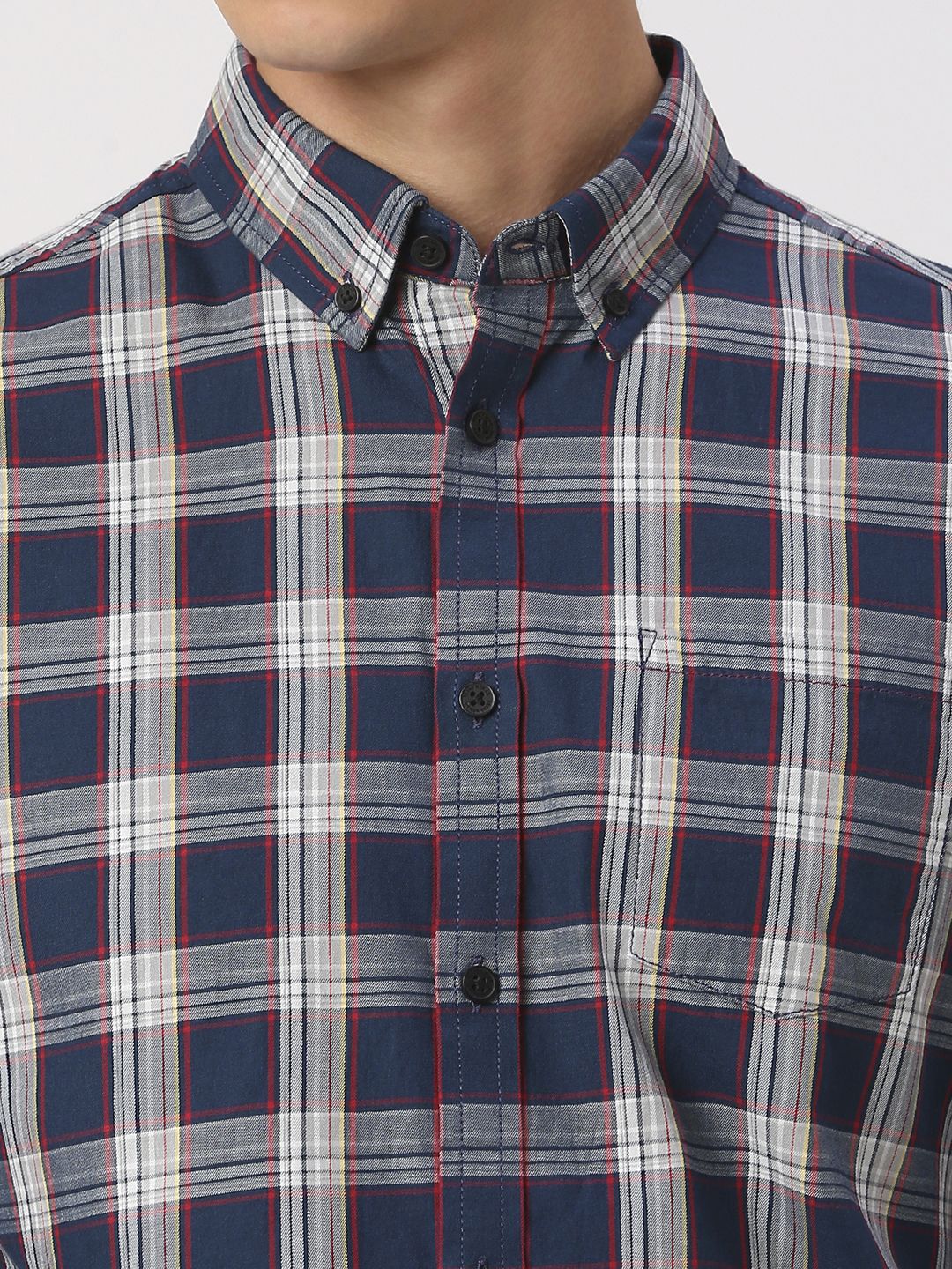 Being Human Men Slim Fit Button-Down Collar Tartan Checks Opaque Checked Casual Shirt