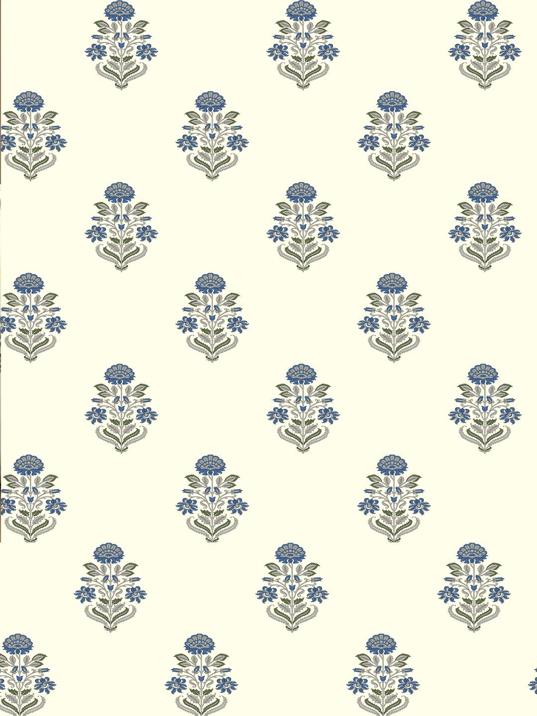 URBAN SPACE Blue & Cream-Coloured 5 Pieces Floral Printed Cotton Square Cushion Covers
