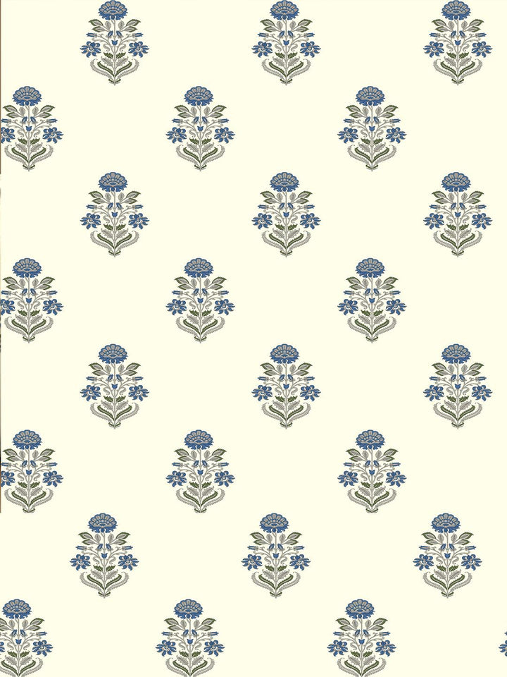 URBAN SPACE Blue & Cream-Coloured 5 Pieces Floral Printed Cotton Square Cushion Covers