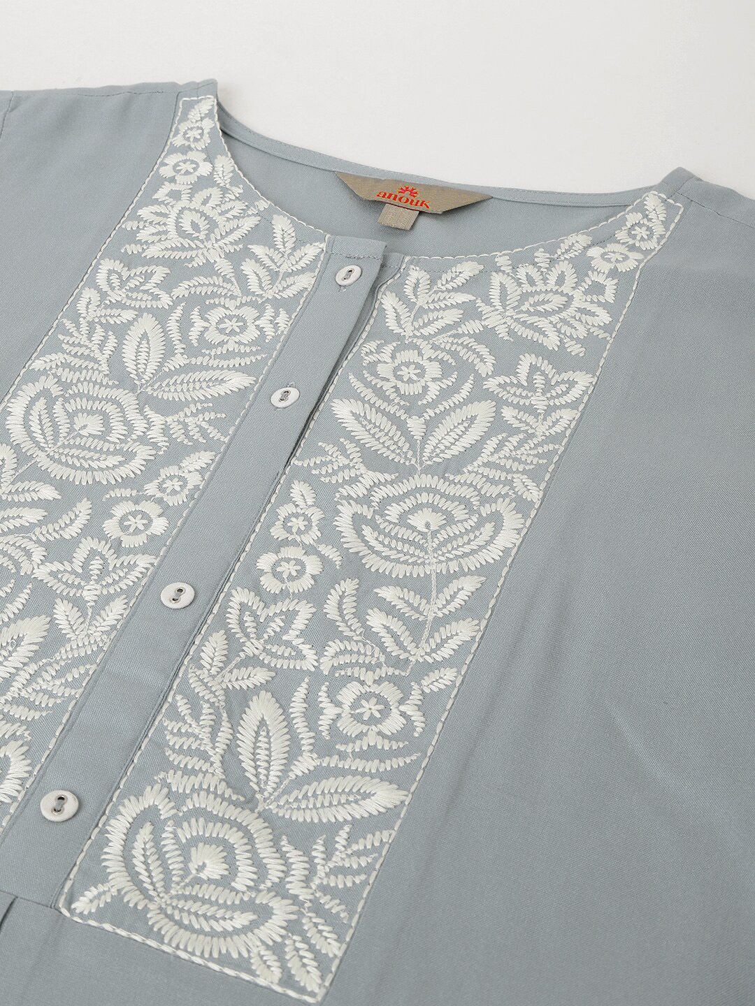 Anouk Blue Embroidered Tunic With Trousers Co-Ords