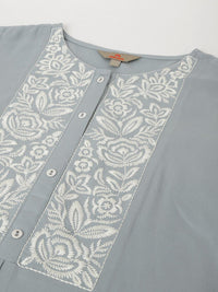 Anouk Blue Embroidered Tunic With Trousers Co-Ords