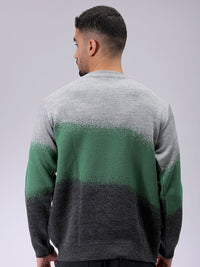 The Indian Garage Co Men Acrylic Colourblocked Round Neck Full Sleeves Pullover Sweaters