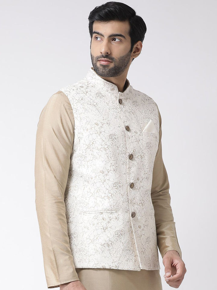 KISAH Men Printed Zari  Regular Fit Nehru Jacket
