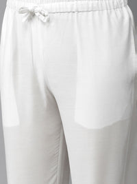 See Designs Men White Embroidered Chikankari Pure Cotton Kurta with Pyjamas