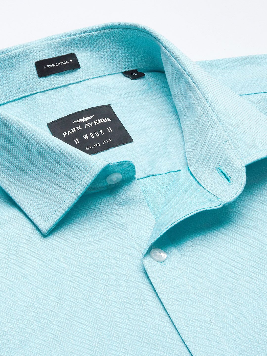 Park Avenue Men Turquoise Blue Solid Slim Fit Formal Shirt