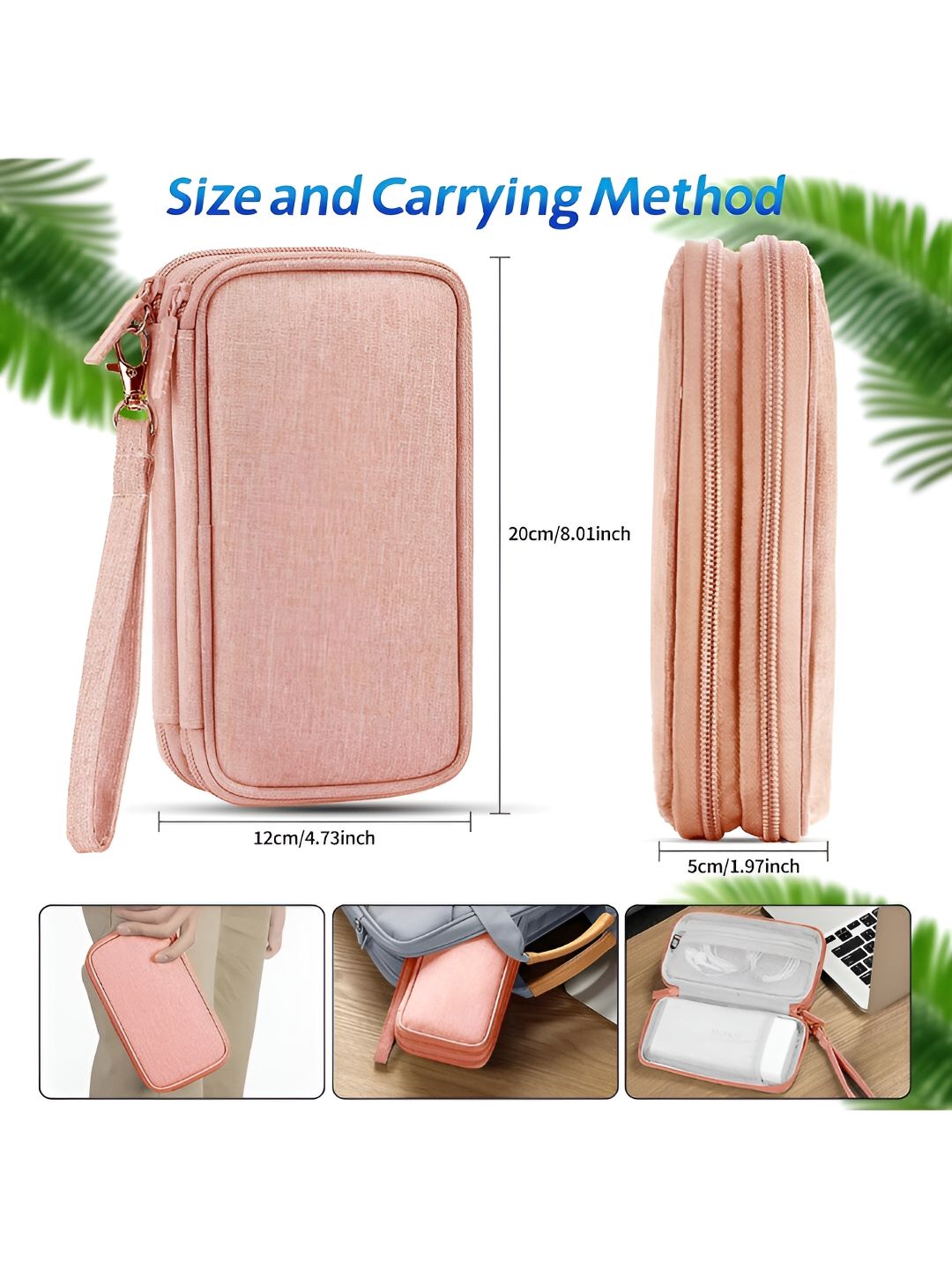 Cortina Peach Water Resistant Pouch Electronics Accessories Organisers