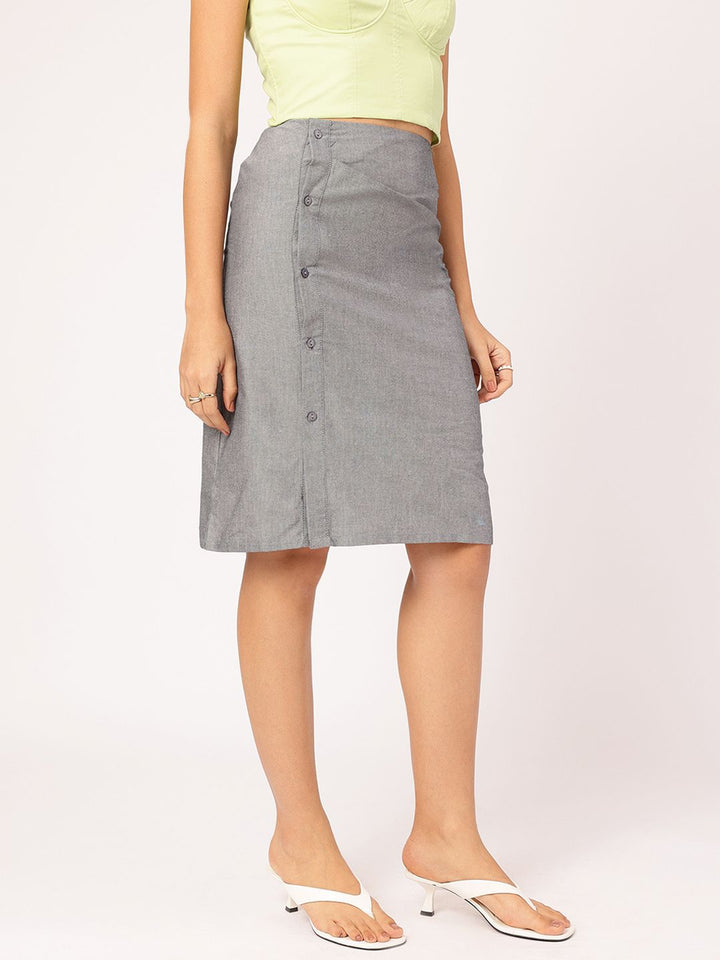 DressBerry Less is More Pleated Detail Straight Skirt