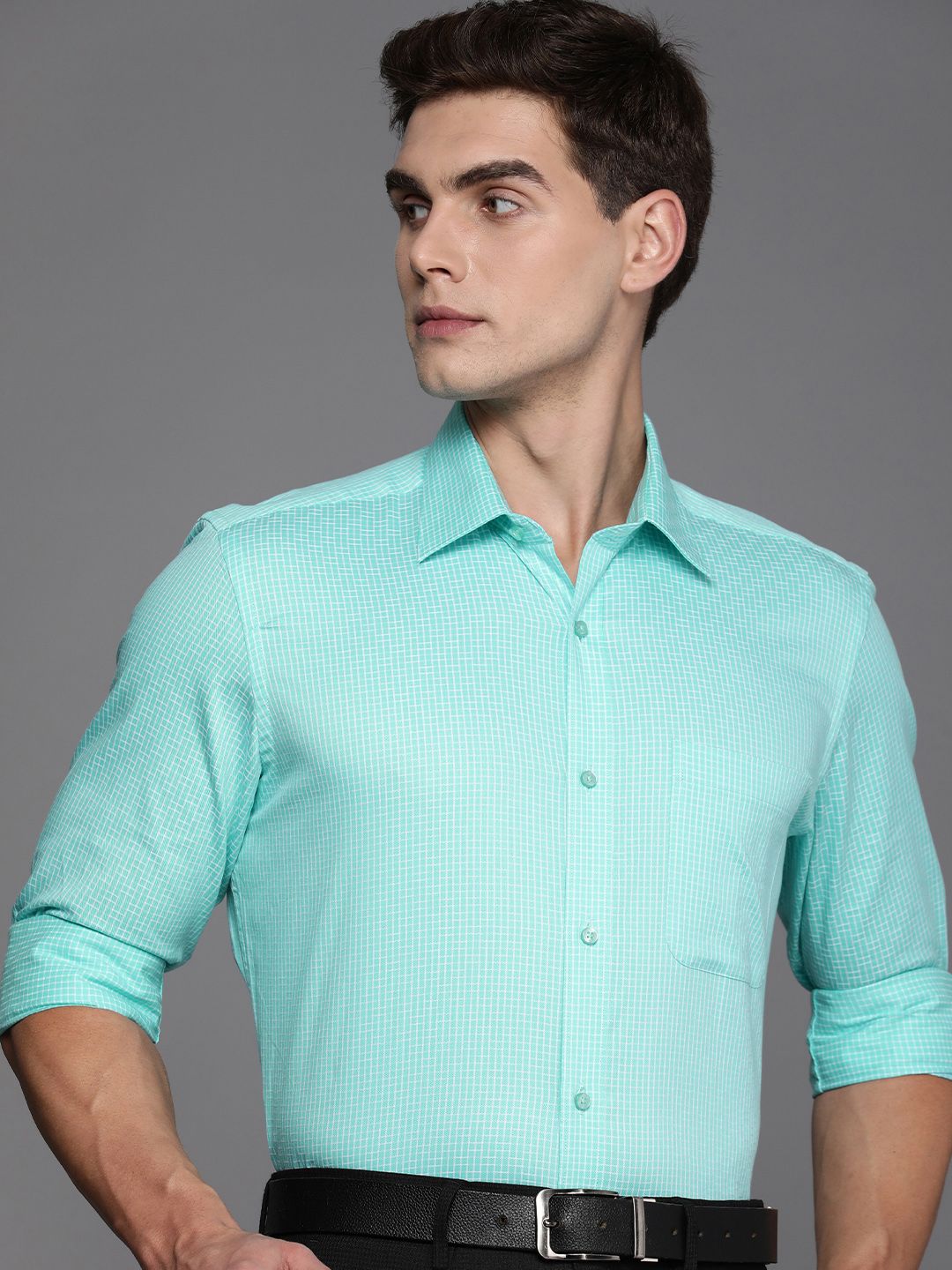 Raymond Pure Cotton Checked Formal Shirt