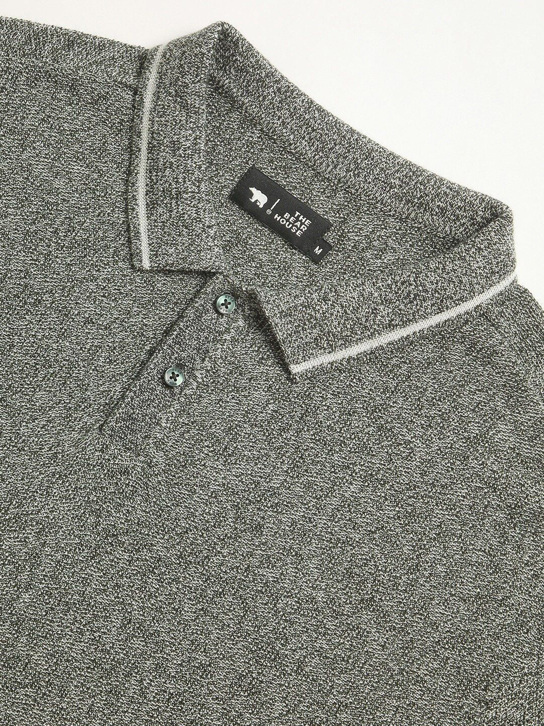 THE BEAR HOUSE Men Self Designed Regular Fit Cotton Polo Collar T-Shirt