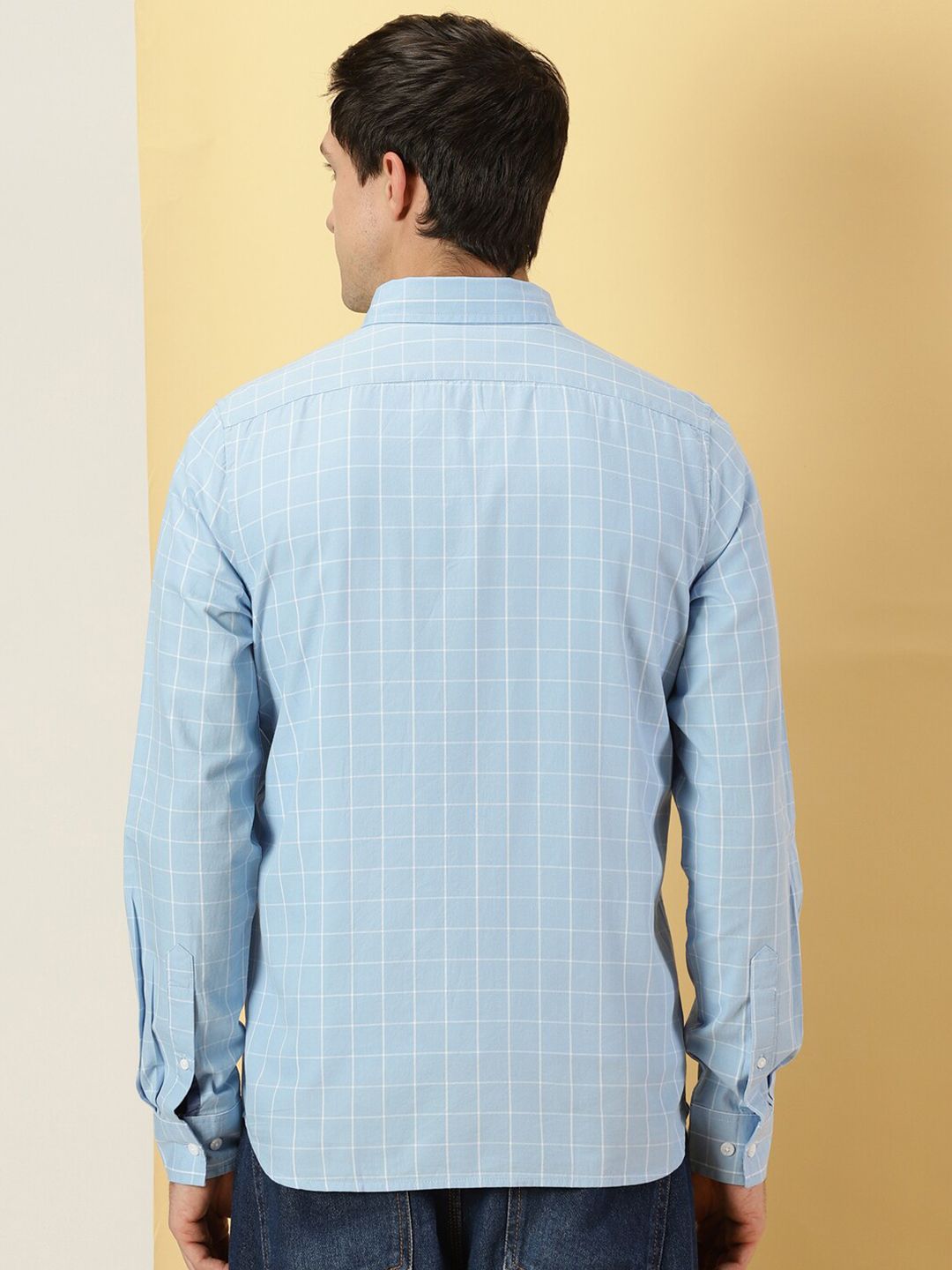 Thomas Scott Windowpane Checks Classic Slim Fit Cotton Casual Shirt