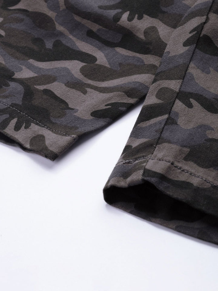 The Indian Garage Co Men Grey Printed Slim Fit Chino Shorts