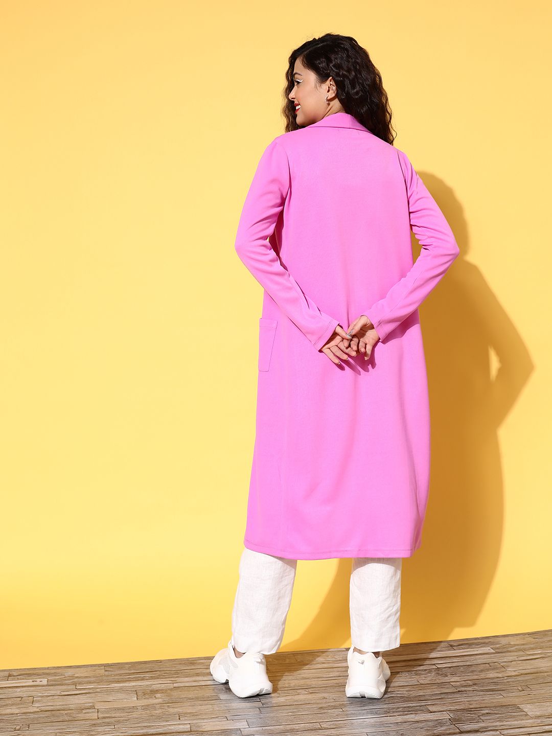 SASSAFRAS Women Mauve Solid Open Front Longline Shrug