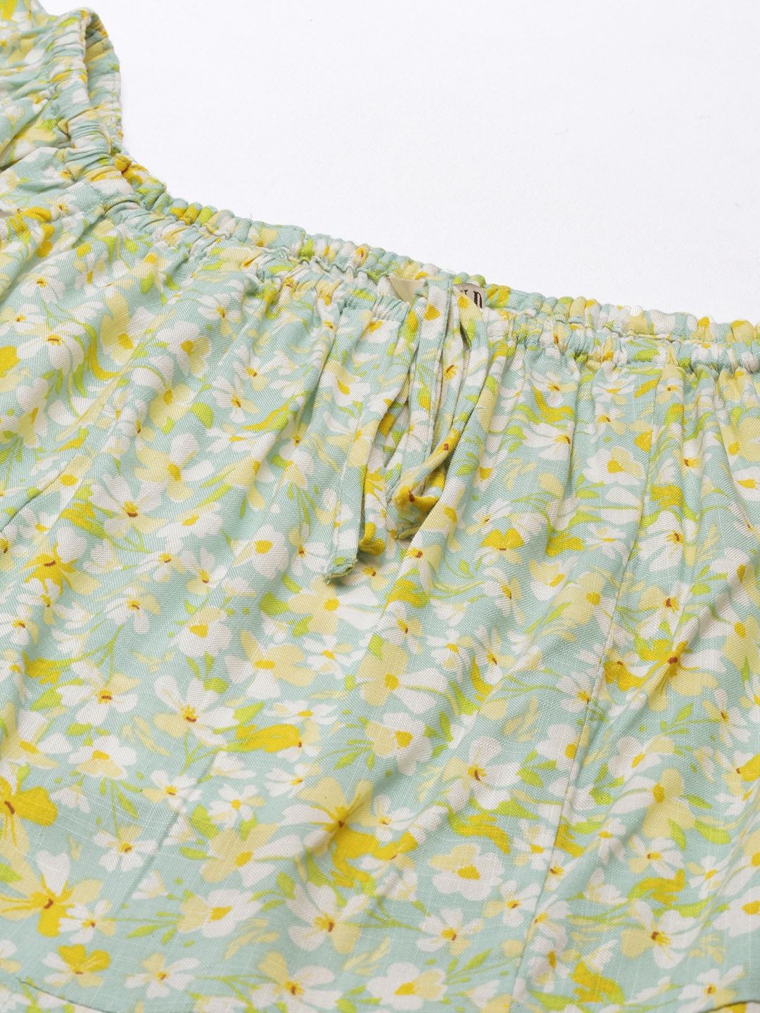 AND Green Floral Printed A-Line Dress