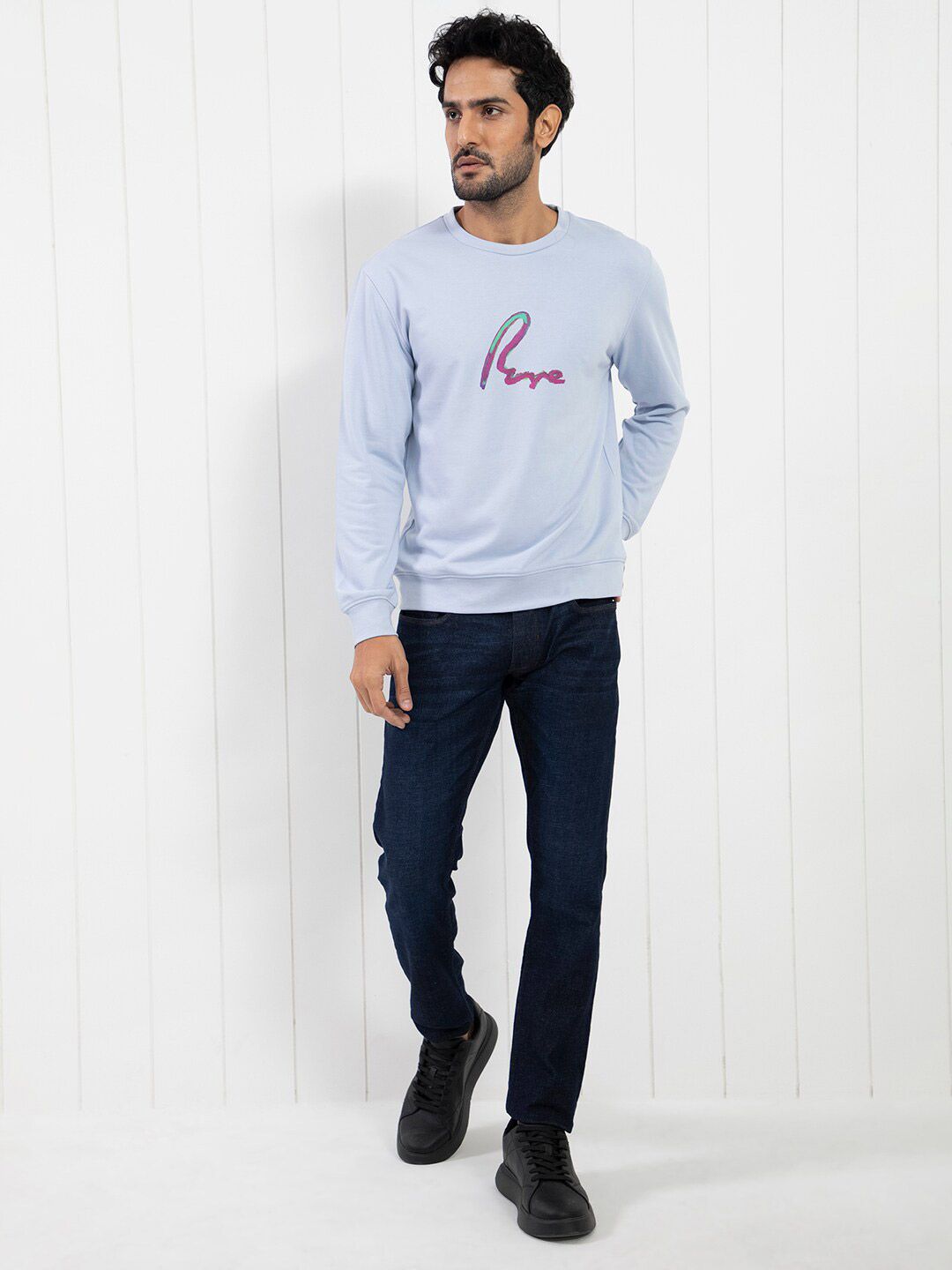 RARE RABBIT Men Toon Typography Printed Sweatshirt