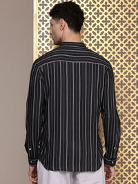 House of Pataudi Mandarin Collar Striped Rozana Kurta
