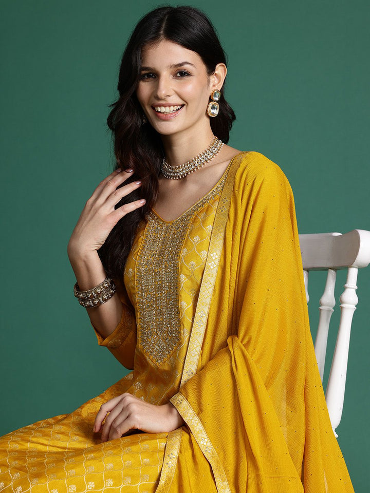 Indo Era Ethnic Motifs Regular Kurta with Trousers & With Dupatta