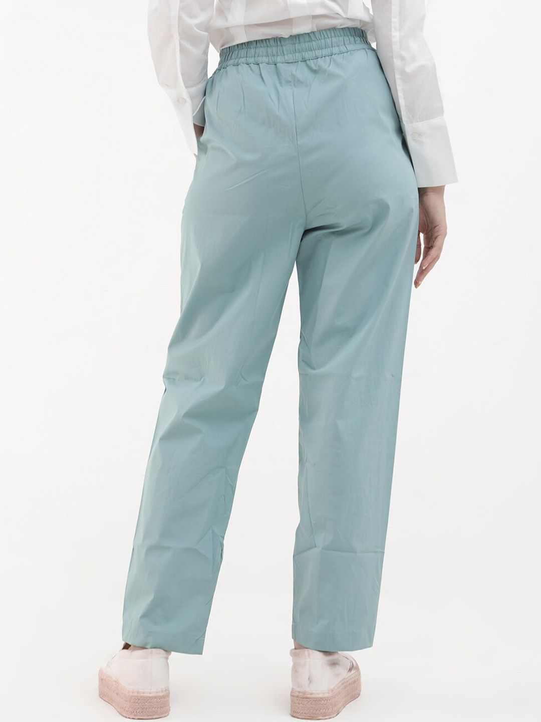 RAREISM Women Tailored High-Rise Cotton Parallel Trousers