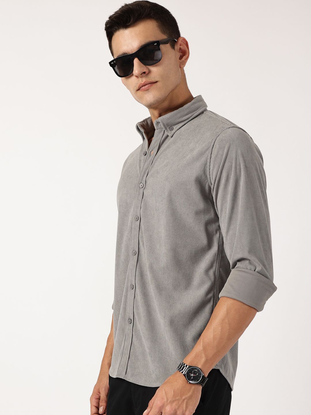 Thomas Scott Men Premium Button-Down Collar Corduroy Cotton Casual Shirt