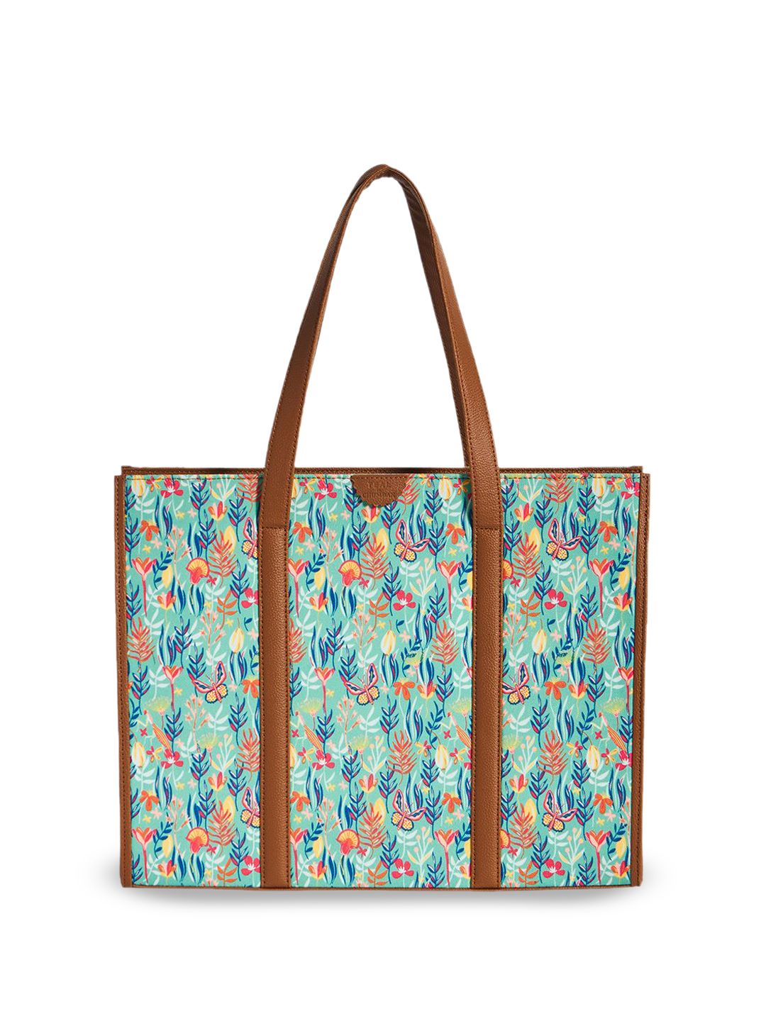 TEAL BY CHUMBAK Floral Printed Shopper Handheld Beg