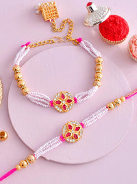Voylla Set of 2 Pearls Detail Bhaiya-Bhabhi Rakhis