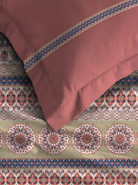 MYTRIDENT Earthy Tale Soft Comfort Fitted 210TC King Pure Cotton 1 Fittedsheet with 2 Pillow Covers