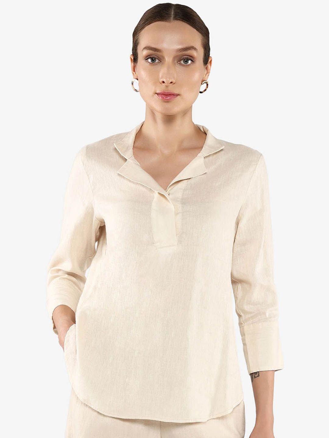 RAREISM Women Shirt Collar Cotton Shirt Style Top