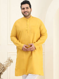 SOJANYA PLUS Size Men Mustard Yellow Pure Cotton Kurta