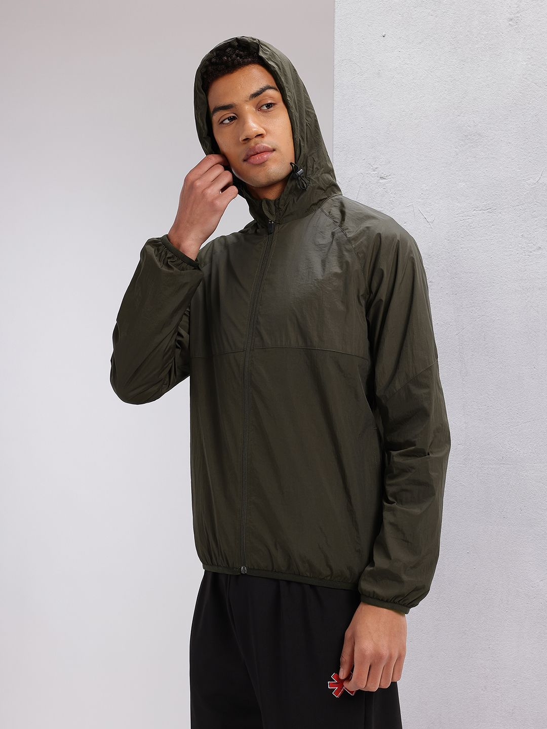 HRX by Hrithik Roshan Brand Logo Printed Rapid-Dry Hooded Training Jacket