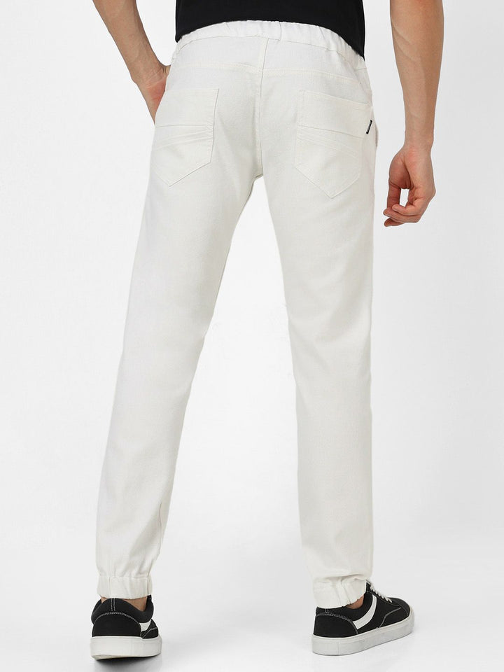Urbano Fashion Men White Mid-Rise Clean Look Stretchable Jogger Jeans