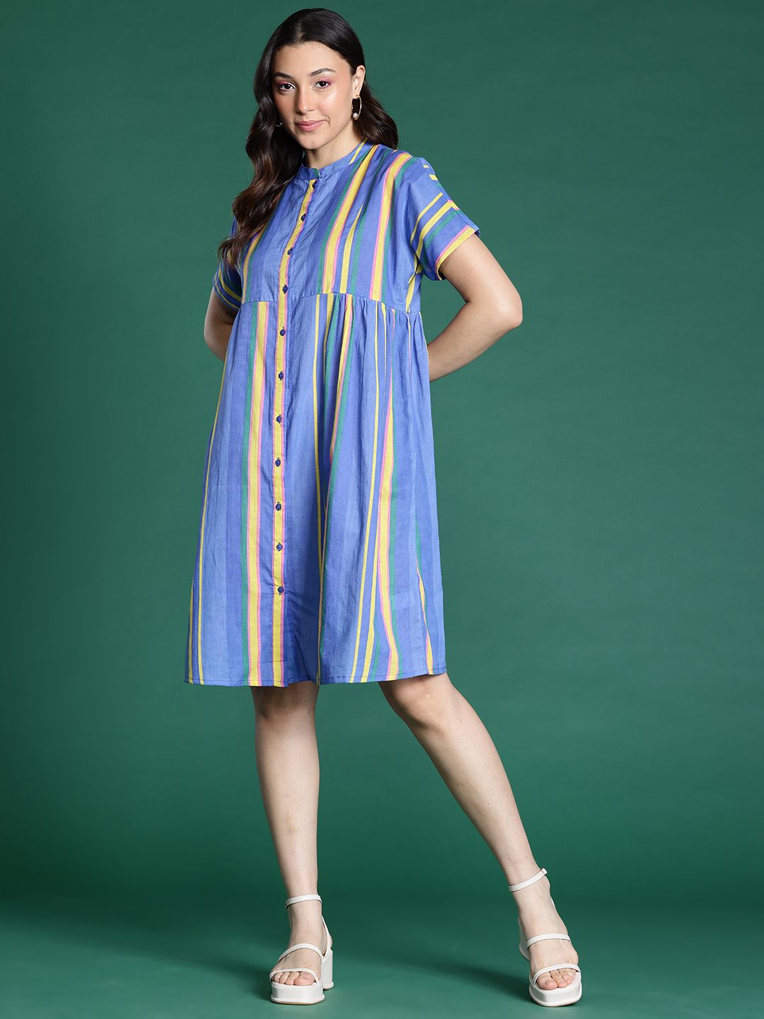 DressBerry Striped A-Line Cotton Dress