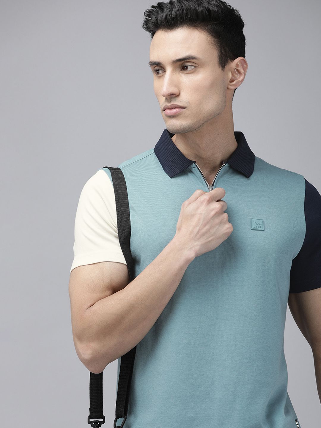 THE BEAR HOUSE Ardor Edition Men Polo Collar Applique Detail Slim Fit T-Shirt