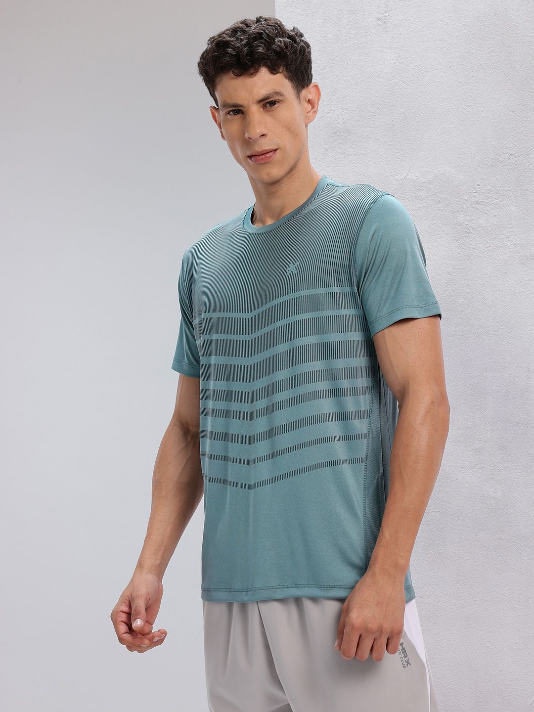 HRX by Hrithik Roshan Geometric Print Rapid-Dry Training T-shirt