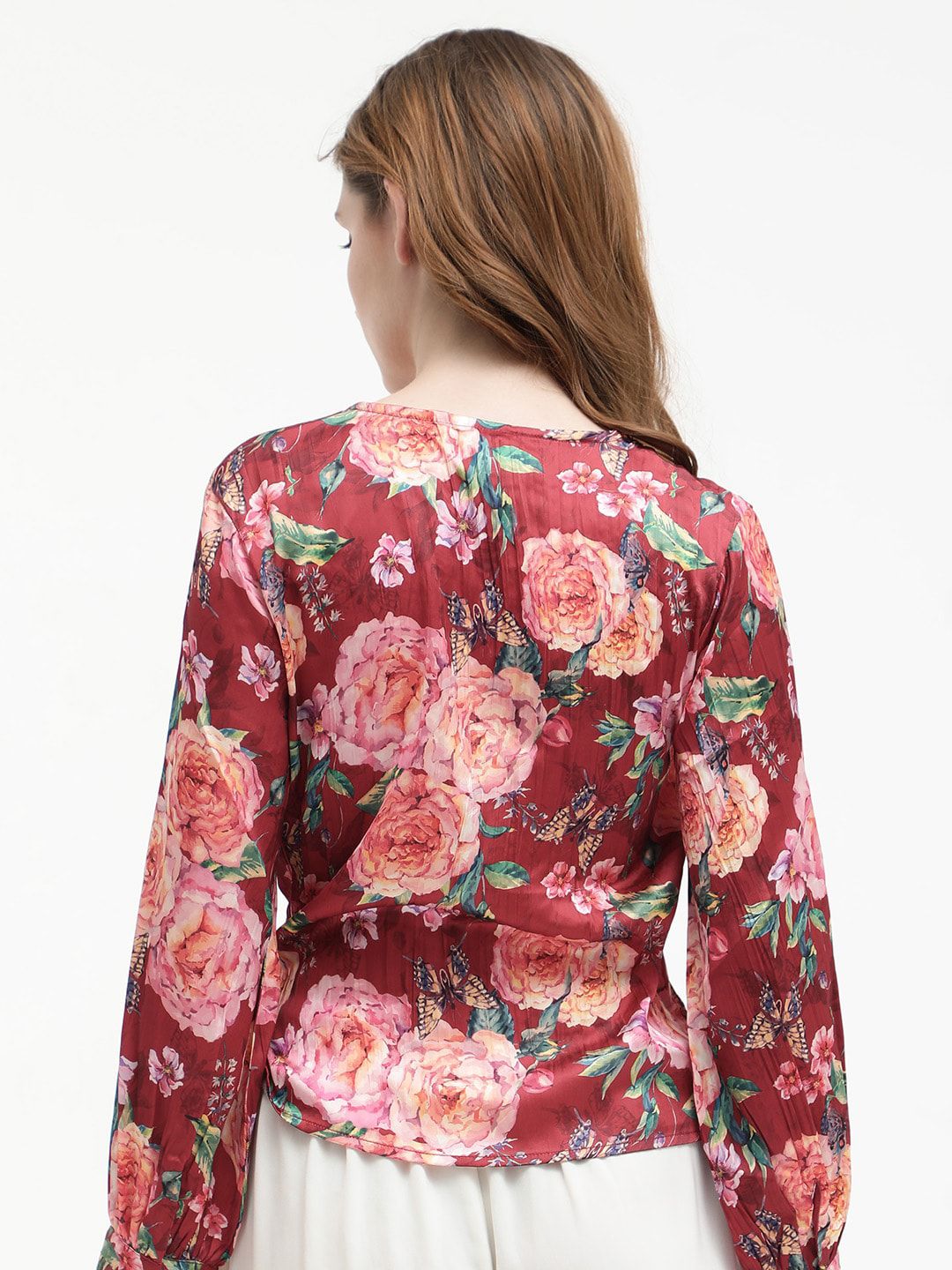 RAREISM Lonna Floral Print V-Neck Wrap Top