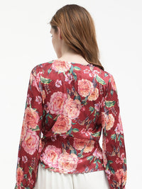RAREISM Lonna Floral Print V-Neck Wrap Top