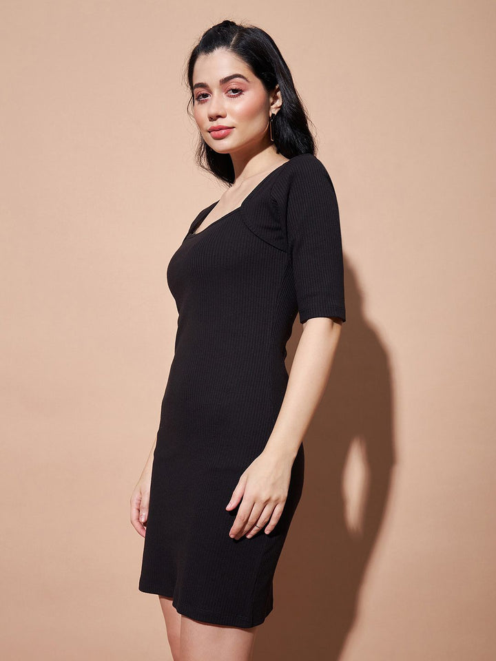 SASSAFRAS BASICS Square Neck Mini Sheath Dress