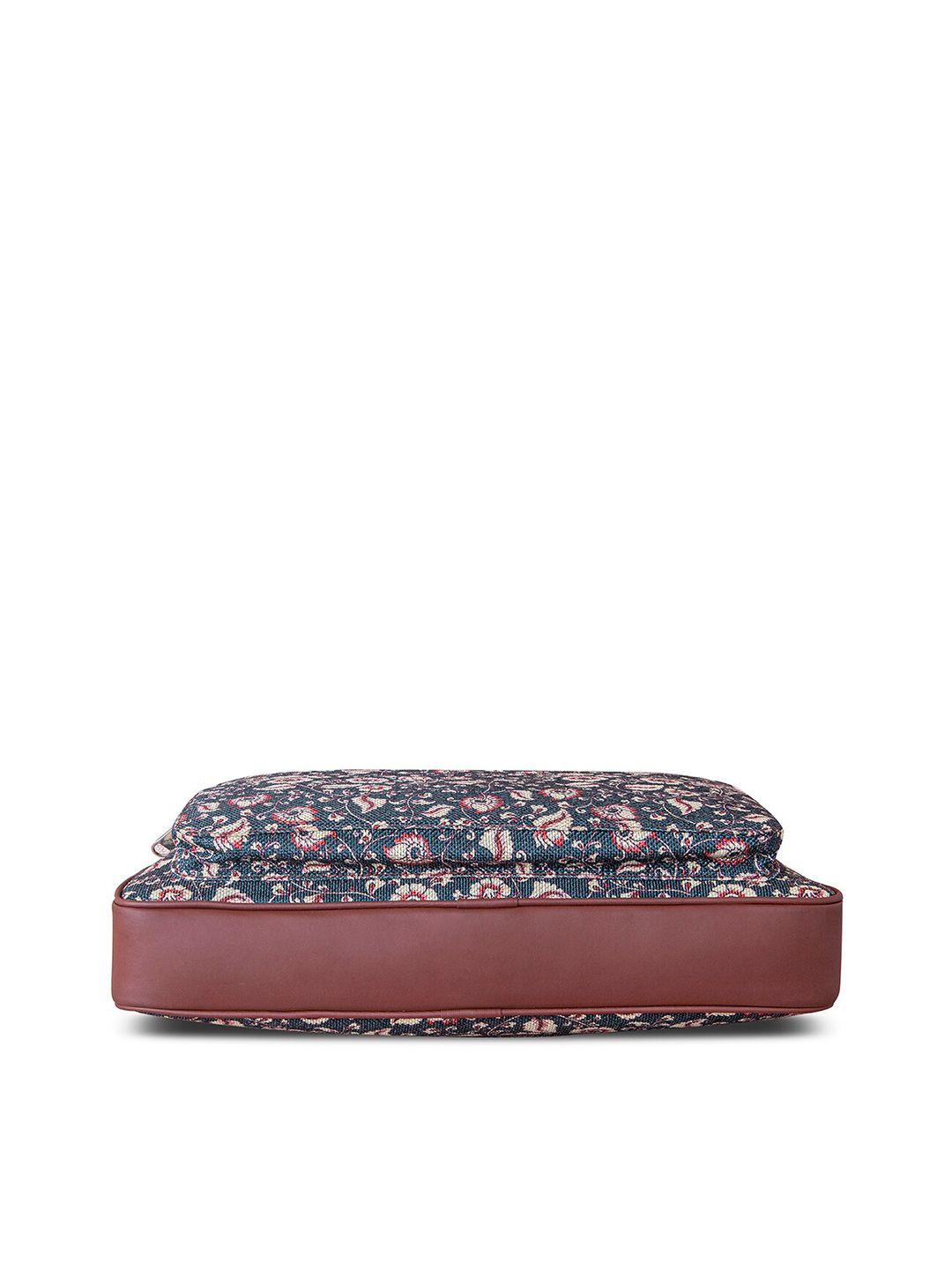 ZOUK Unisex Blue & Brown Kalamkari Printed Vegan Leather Laptop Bag