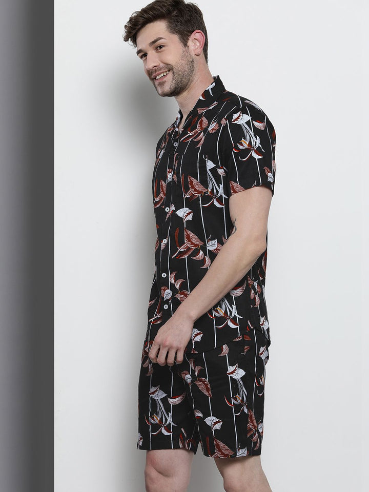 The Indian Garage Co Men Black Printed Pure Cotton Night Suit