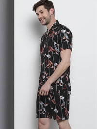 The Indian Garage Co Men Black Printed Pure Cotton Night Suit