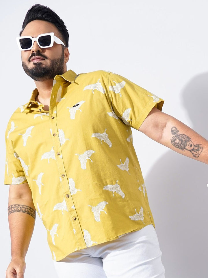 The Indian Garage Co Plus Size Conversational Printed Cotton Casual Shirt