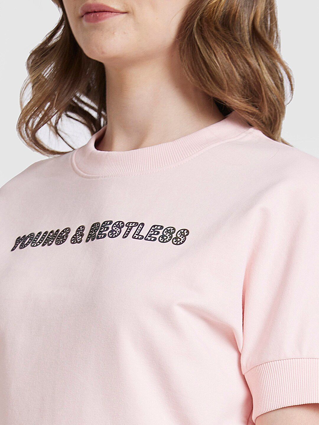 SPYKAR Typography Printed Crop Sweatshirt