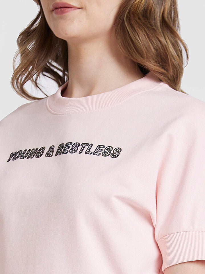 SPYKAR Typography Printed Crop Sweatshirt