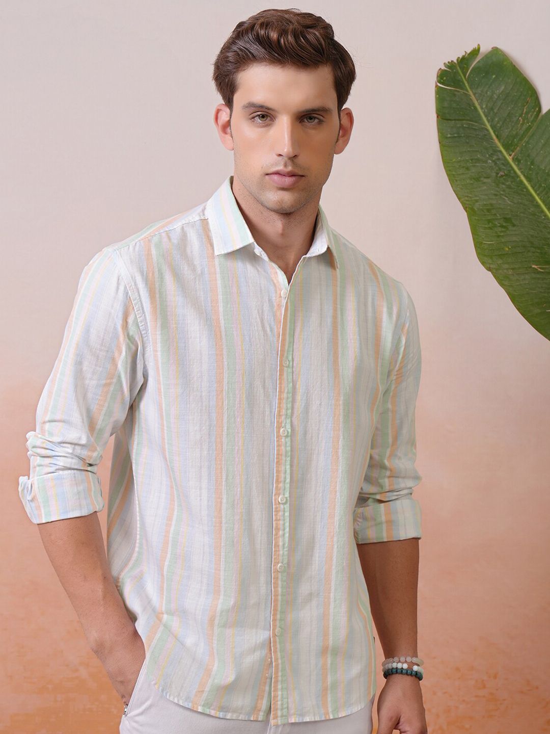 "Locomotive Premium Men Striped Relaxed   Shirt"