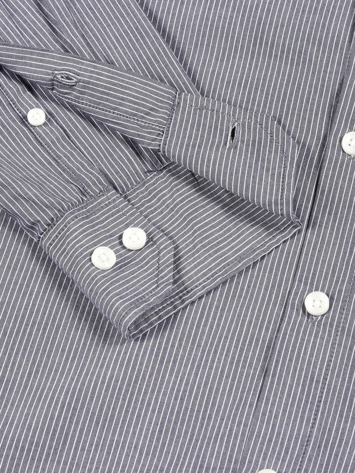 Thomas Scott Premium Fit Striped Spread Collar Roll-Up Sleeves Cotton Casual Shirt