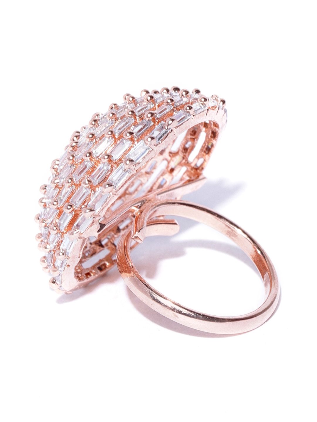 Cincin Jari Boleh Laras Zaveri Pearls Bersalut Emas CZ Bertampal Batu